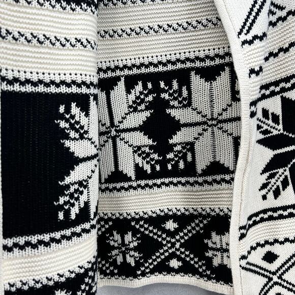 Love, Hannah Sweater Women's S Beige Black Cardigan Fir-Isle Merino Wool Cozy - Picture 3 of 9